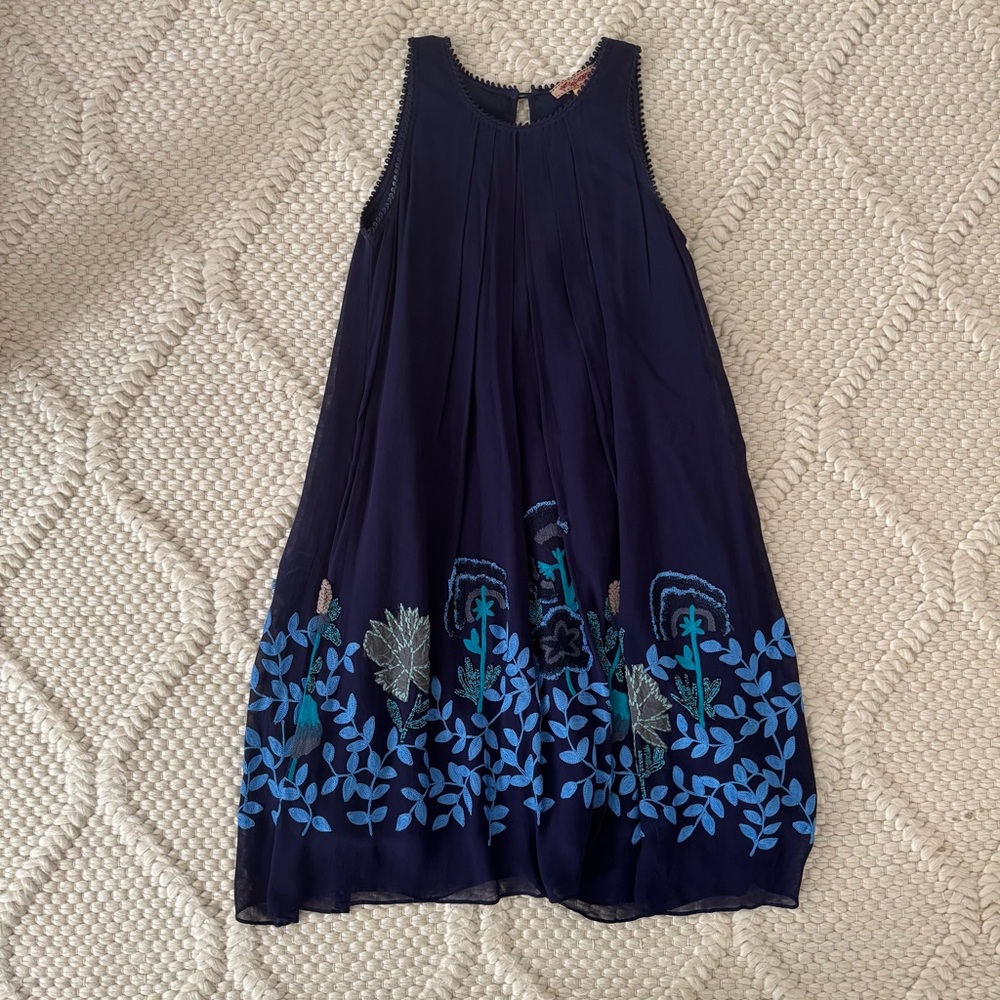 Navy Blue Floral Dress beaded detail size 6
Purchased at Anthropologie